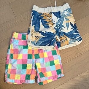 Old Navy / Gap Multicolor Check and Blue Leaf Swim Shorts Duo